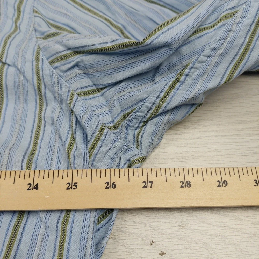 Tommy Bahama Button Down Shirt Mens 3XL Blue Green Striped Long Sleeve Cotton
